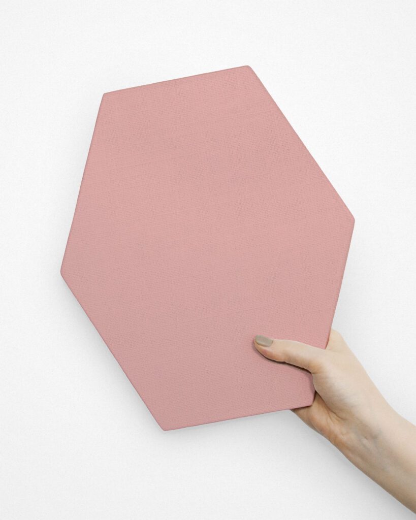 A Kuvio dimensional tile has been painted pink.